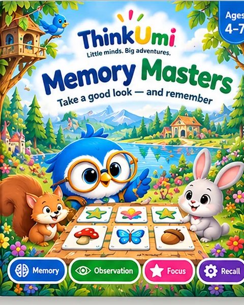 Memory Masters: Take a good look — and remember — proposed ThinkUmi cover with Umi and friends playing a picture memory game