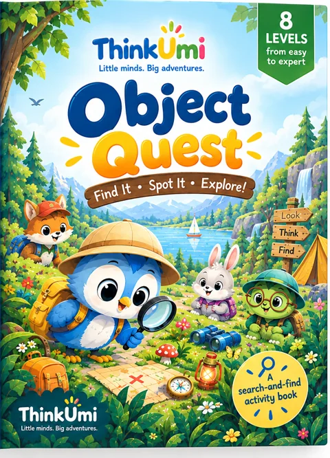 Object Quest: Find It, Spot It, Explore! — ThinkUmi cover preview with Umi as an explorer holding a magnifying glass